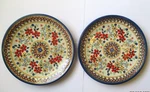 Polish Pottery Ceramika Boleslawiecka Unikat Plates Made Poland Signed Set Of 2. Fixed Price $59.00.