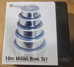 Imperial Home 10PC Mixing Bowl Set With Lids Stainless Steel. Fixed Price $13.95.