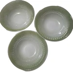3 Federal Milk Glass Bowls Moonglow Iridescent Greenbrier Dessert 6.25". Fixed Price $5.93.