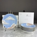 Jonathan Hansen X Marie Daage Ciels Bleus Soup Bowl Limoges Porcelain Paris 7.5". Fixed Price $139.00.