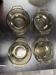 4 Lovenware 12OZ Casserole Dishes 1072 Brown Glass With Handles. Fixed Price $10.00.