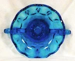 Anchor Hocking Fairfield Nappy Bowl Laser Blue Pressed Glass Handles 1200 Vtg. Fixed Price $18.74.