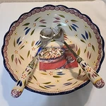 Temptations By Tara Old World Confetti Large Salad Bowl 13.5" X 4" Deep 2SERVERS. Fixed Price $26.00.
