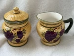 Casa Vera By Ack Grape Creamer & Sugar Bowl Lid Hand Painted Ceramic. Fixed Price $29.00.