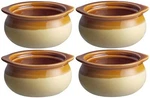 Ocs Parts 12-OUNCE Brown And Ivory Stoneware Onion Soup Bowls Set Of 4. Fixed Price $32.99.
