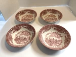 4 Churchill Brook English Cottage Country England Pink Cereal Bowl 6 3/8". Fixed Price $36.00.
