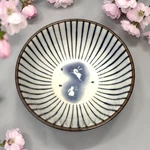 Rare Collectible Moon Rabbit Blue & White Striped Bowl Japanese Tableware. Fixed Price $27.00.