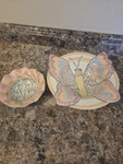 2 Htf Mackenzie Childs Ceramic 8.5" Butterfly Bowl Retired Plus Iris. Fixed Price $150.00.