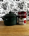 Dark Green Ceramic Bowl With Lid, Glossy Emerald Jewel Tone Finish, Round. Fixed Price $9.00.