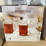 Circleware Glass Mason Jars, Set Of 4, 17 Oz, Honey Bee Mugs. Fixed Price $39.00.