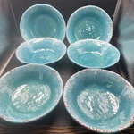 Pier One 1 Imports Turquoise Carmelo Crackle Finish Melamine 7" Bowls Set Of 6. Fixed Price $19.99.