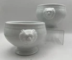Set Of 2 Cordon Bleu French Onion Soup Bowls Porcelain Lions Heads Handles. Fixed Price $30.00.