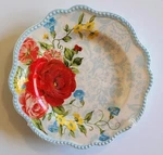 Sweet Rose Salad Dessert Plate (s) 9" The Pioneer Woman Stoneware White Red Blue. Fixed Price $9.95.