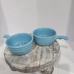 Vintage Oxford Stonewear Usa Soup French Cream Bowls Turquoise. Fixed Price $25.00.