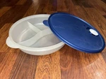 Tupperware Compartment Microwavable Dish Clear #3284 With Blue Lid. Fixed Price $18.00.