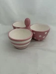 Pampered Chef Pink Bowl Trio Help Whip Breast Cancer 3-PART Candy Condiment Dish. Fixed Price $14.99.