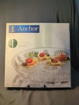 Anchor Hocking Italy Heritage Collection 11.75" Round Tray Faceted Cut Glass Nib. Fixed Price $17.95.
