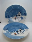 2 Canterbury Potteries Snow Valley Large Rim Soup Bowls 9". Fixed Price $10.00.