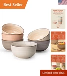 20 Oz Porcelain Cereal Bowls - Multicolor Set Of 6, Dishwasher Safe, For Soup.... Fixed Price $86.31.