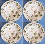 Wedgwood Wild Strawberry Rim Soup Plate 8 Inch (4) Bowls W/tag Made Uk. Fixed Price $239.20.