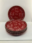 (4) 10.5" Temptations By Tara Large Red Floral Lace Dinner Plates Dishes More. Fixed Price $45.00.