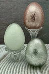 Cupcakes And Cashmere Glass Easter Eggs Set Of 3 With Box Pink, White & Silver. Fixed Price $25.00.