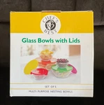 Chef Best Glass Bowls & Lids Set Of 5 Nesting (10 Pieces Total) Nos New Box. Fixed Price $14.00.