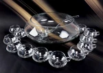 Vintage Mid-century Moderno Riekes Crisa 14 Pc Hand-blown Glassware Punch Bowl. Fixed Price $109.99.