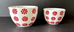 Crate & Barrel Nesting Mixing Bowls White Red Heart Snowflake 4.25". Fixed Price $15.00.