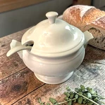 Bia Cordon Bleu White Porcelain Soup Tureen Serving Set 3.5 Qt W/ Lid & Ladle Ec. Fixed Price $65.00.
