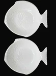 Vintage 2 California Pottery Bowls 588 Large Fish Shaped White 10.5" Figural Mcm. Fixed Price $39.99.