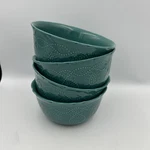 Set Of 4 Pioneer Woman Cowgirl Lace Teal Bowls Stoneware Cereal Soup 6 Euc. Fixed Price $24.99.