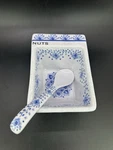 Le Cadeaux Madrid White Floral Serveware Nut Dish Serving Spoon Melamine BN31. Fixed Price $9.71.