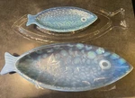 Opalhouse Melamine 2PC Fish Serving Platter 16" Nesting Blue Beach Ocean New. Fixed Price $15.99.