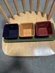 Mint 4PC Pampered Chef Simple Additions Striped Entertaining Set Tray & 3 Bowls. Fixed Price $32.99.
