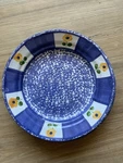 Himark Spongeware Salad Plates Blue White W/ Yellow Flowers Made In Portugal. Fixed Price $11.95.