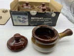 Vintage Gailstyn-sutton Brittany Stoneware Set Of 4 Onion Soup Lid &bowls NO.983. Fixed Price $49.99.