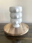 3 Bia Cordon Bleu Pedestal Soup Bowls With Lions' Head Handles, Porcelain, 12 Oz. Fixed Price $34.75.