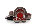 Gibson Elite Caf Versailles 16 Piece Double Bowl Dinnerware Set - Red. Fixed Price $71.49.