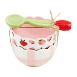 Mud Pie Pink Floral Fruit Tid Bit; Bowl 2" X 3" Dia Spoon 1/4". Fixed Price $37.02.