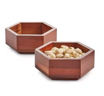 The Cellar Stackable Hexagon 5" Small Snack Fruit Acacia Wood Bowl Set Of 2 New. Fixed Price $13.41.