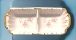 Porcelain 2 Compartment Floral Serving Dish Heirloom Rose 9-1/4" Vtg Lefton. Fixed Price $28.00.