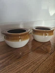 Rego Stoneware 5 Soup Crocks Chili Bowl Tri Brown Set Of 2. Fixed Price $16.00.