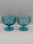 2 New Pioneer Woman Adeline Turquoise Teal Glass Footed Dessert Cup Bowl. Fixed Price $14.95.