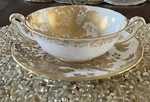 Royal Crown Derby Gold Aves Cream Soup & Saucer. Fixed Price $125.00.
