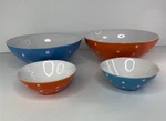 Maxwell & Williams Sprinkle Orange Blue 2-11" Bowls 2-6 Poka Dot. Fixed Price $25.00.