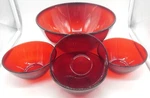Arcoroc France Classique Ruby Red Glass 9 & Set Of 4 Small Fruit Bowls. Fixed Price $39.99.