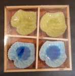 Set Of 4 Dennis East International Leaf Shape Ceramic Dishes W/ Wooden Tray New. Fixed Price $12.50.