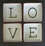 The Cellar Sentiments Set 4 Square Condiment Bowls V White Black Letters. Fixed Price $42.95.