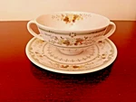 Royal Doulton Provencal Double Handle Soup Bowl With Saucer TC1014. Fixed Price $17.99.